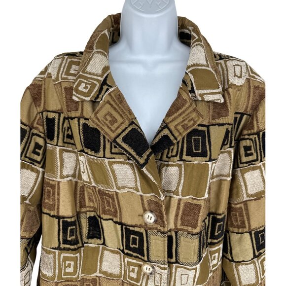 Lane Bryant Womens Plus Size 26/28W Geometric Pattern Jacket Beige/Black/Gold Bu - Picture 2 of 8